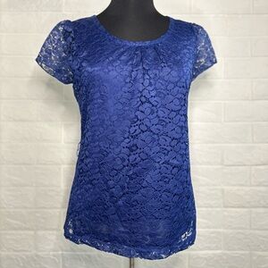 East 5th Royal Blue Lace Blouse
